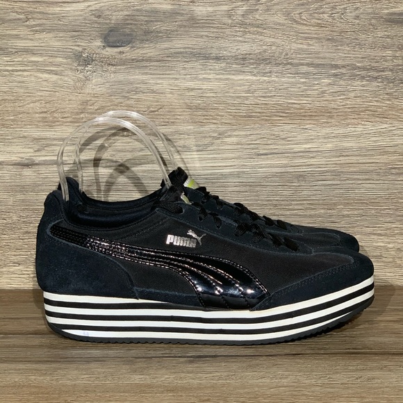 black platform puma trainers